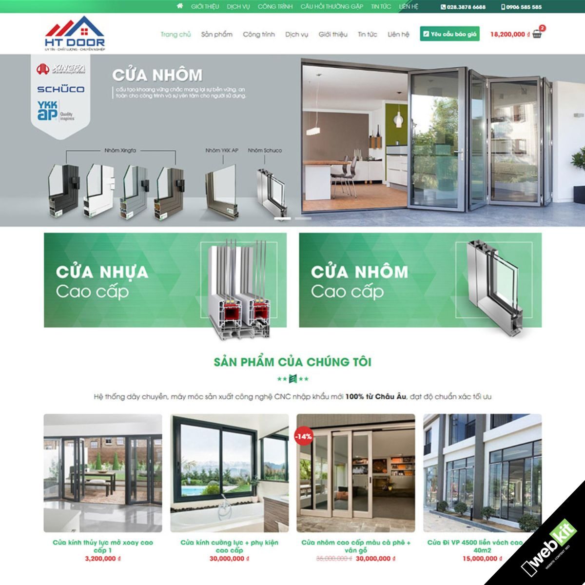 Thiết kế website bán cửa nhôm, cửa gỗ - WebKit 9162