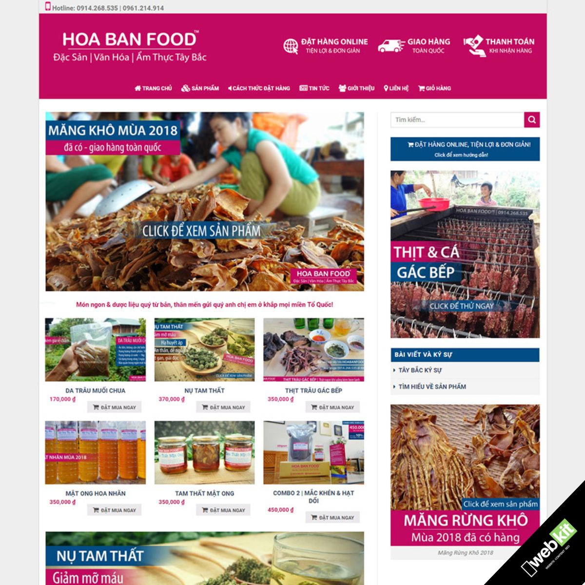 Thiết kế website bán đặc sản như Hoa Ban Food - WebKit 6072