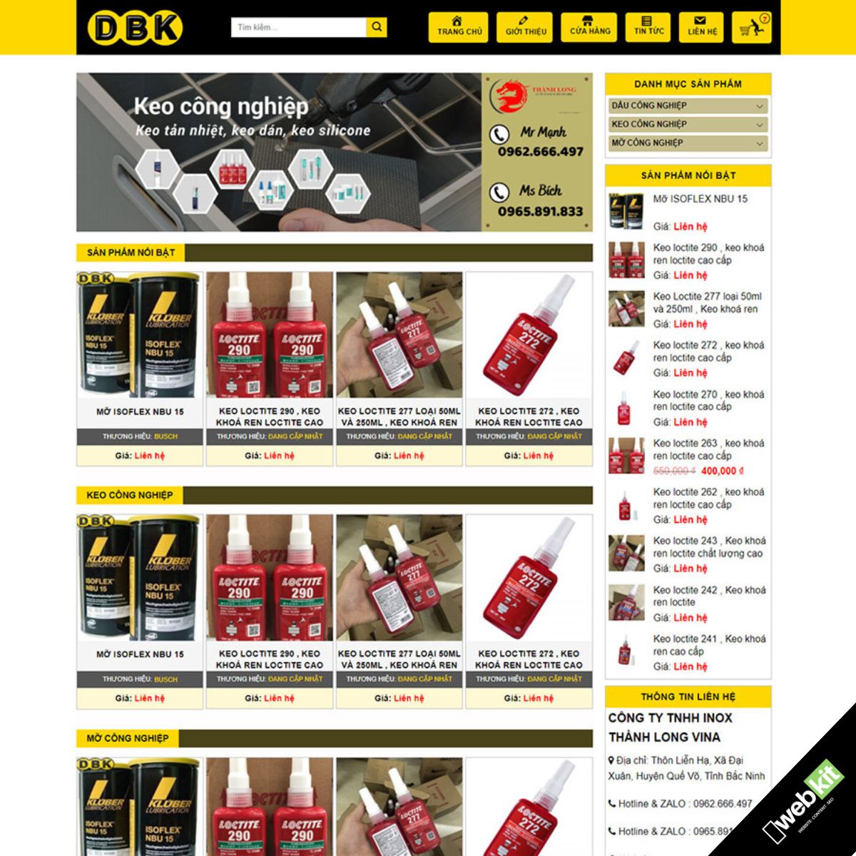 Thiết kế website bán dầu nhớt xe ô tô, xe máy - WebKit 15368