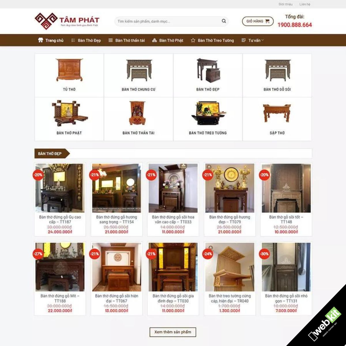 Thiết kế website bán đồ gỗ, bàn thờ ông địa thần tài - WebKit 15914