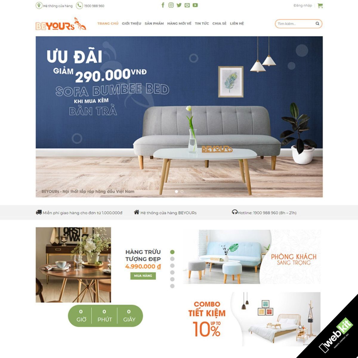 Thiết kế website bán đồ nội thất chuẩn SEO, đặt mua dễ dàng - WebKit 12968