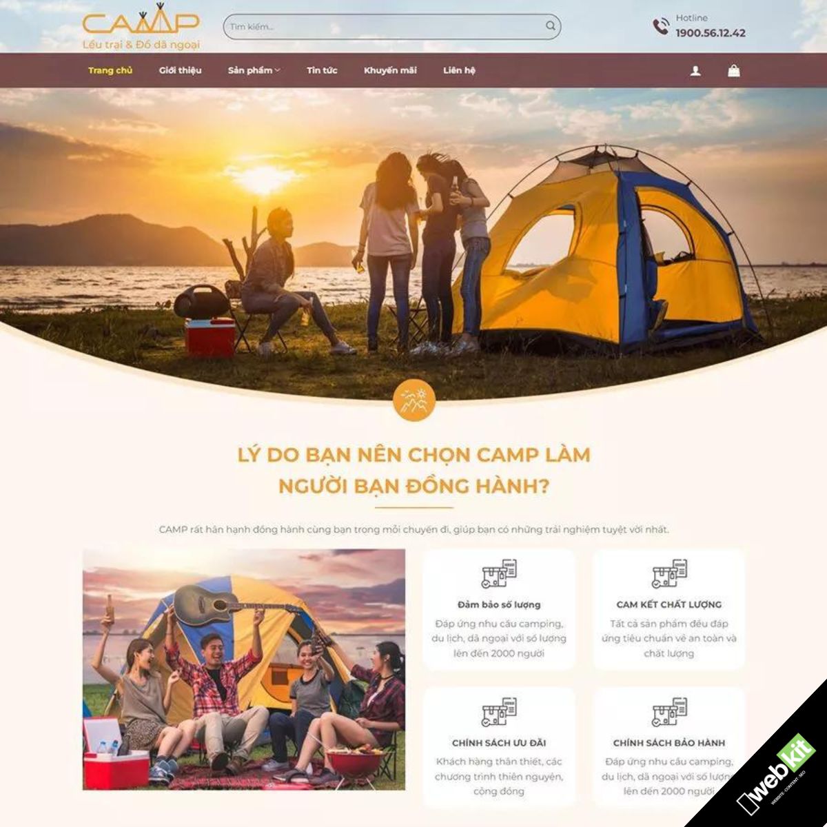 Thiết kế website bán đồ phượt, lều du lịch, cắm trại trong rừng - WebKit 15922