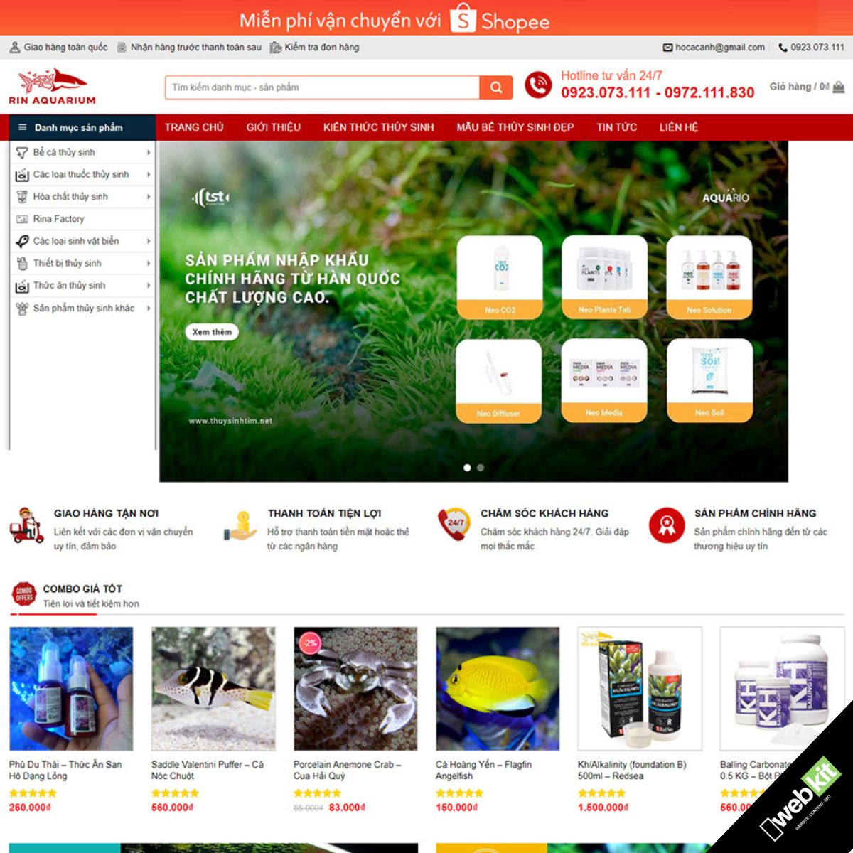Thiết kế website bán dụng cụ thuỷ sinh - WebKit 14226