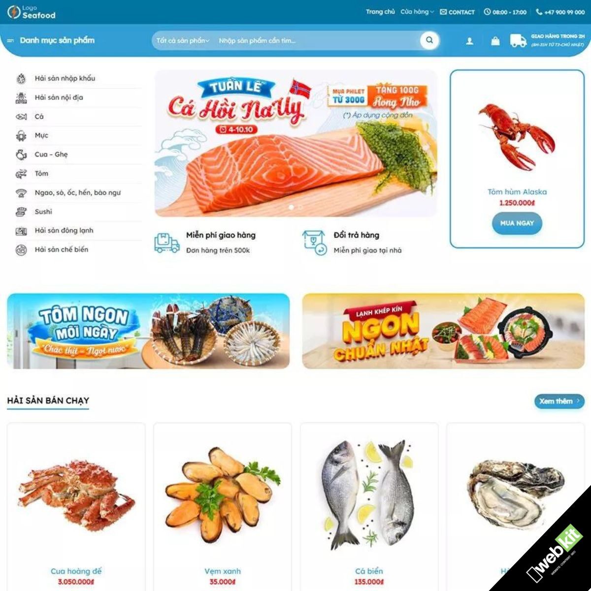 Thiết kế website bán hải sản thịt cá - WebKit 15386