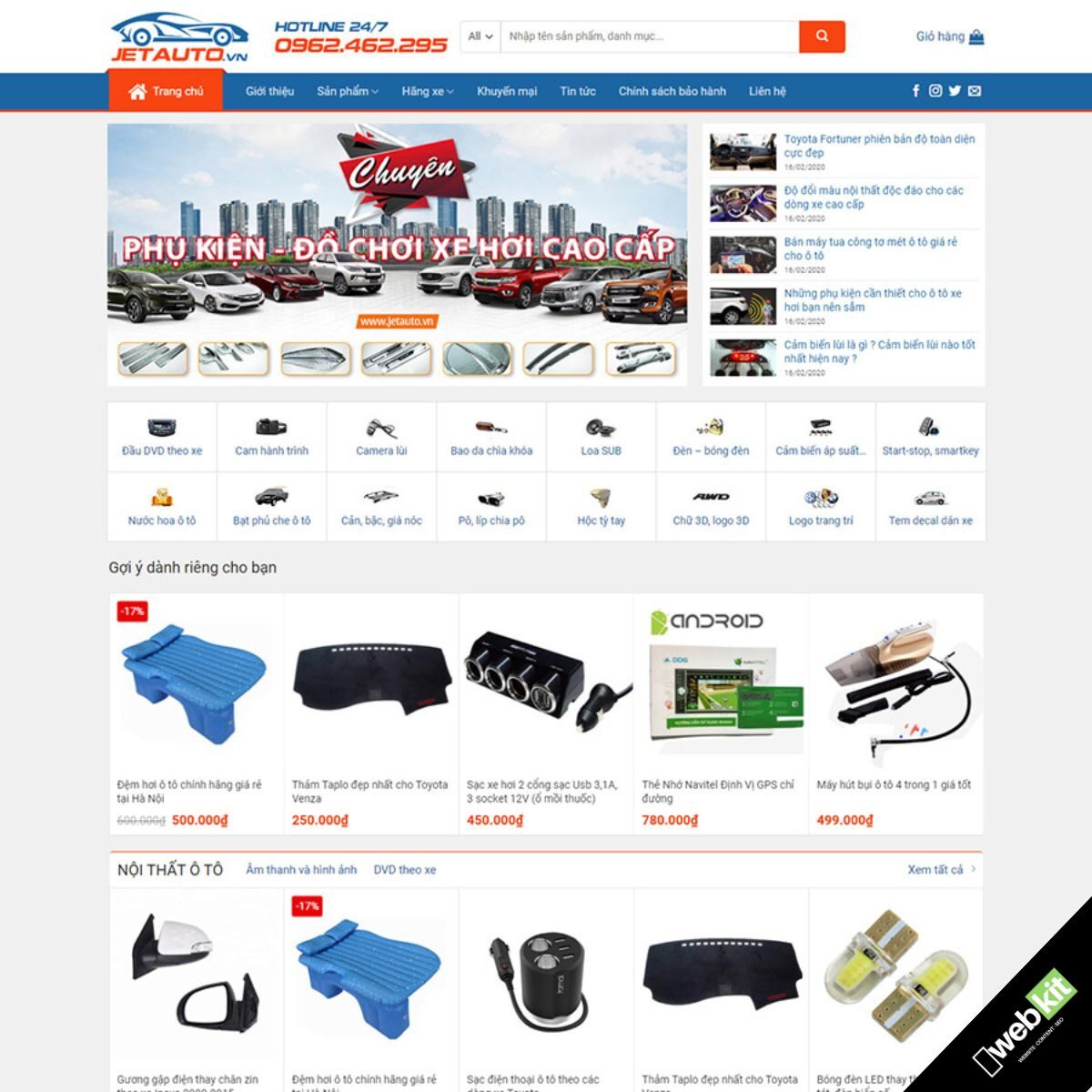 Thiết kế website bán phụ tùng, phụ kiện xe ô tô, xe máy - WebKit 9095