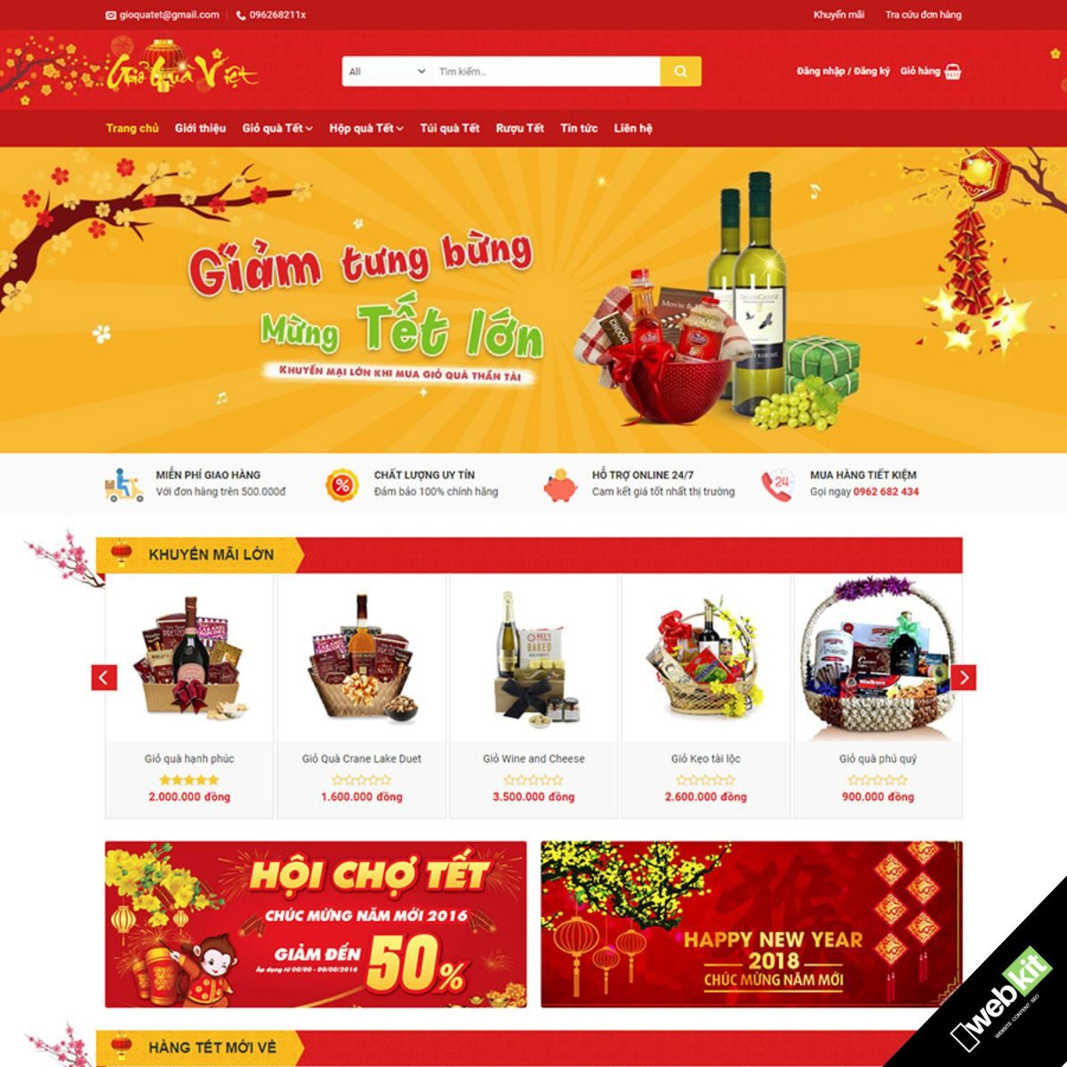 Thiết kế website bán quà Tết bánh, rượu, trái cây - WebKit 10335