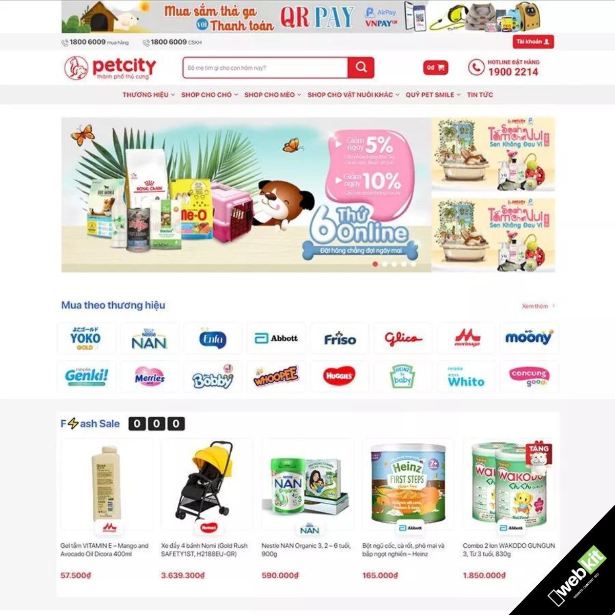 Thiết kế website bán sữa tã trẻ em, shop thú cưng - WebKit 11959