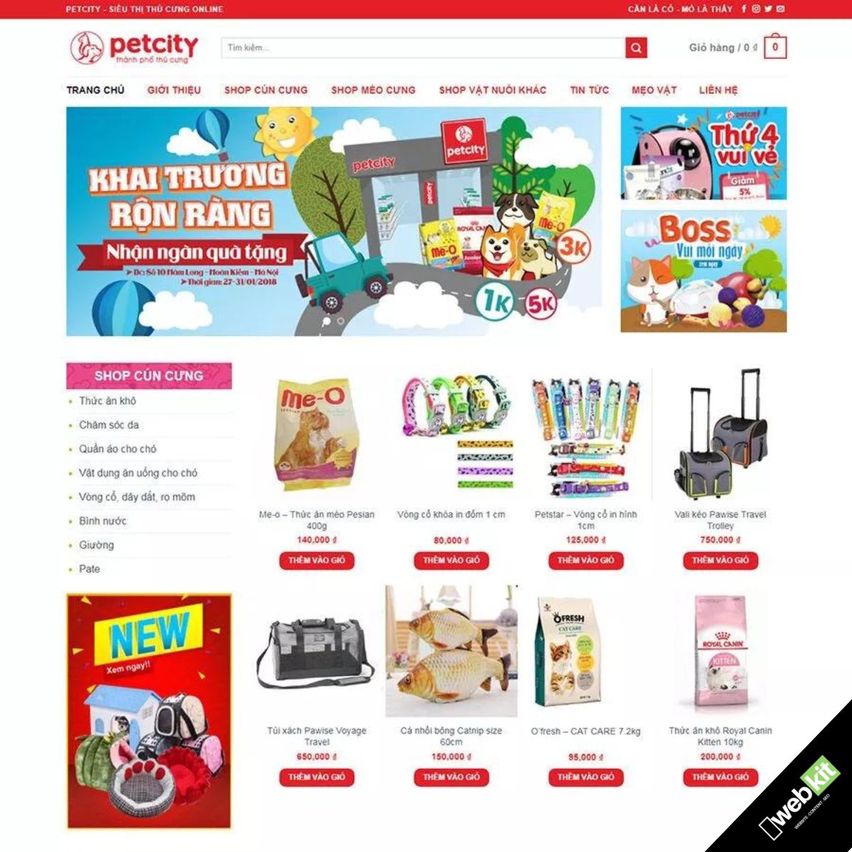 Thiết kế website bán thức ăn chó mèo, cá cảnh, thú cưng - WebKit 5542