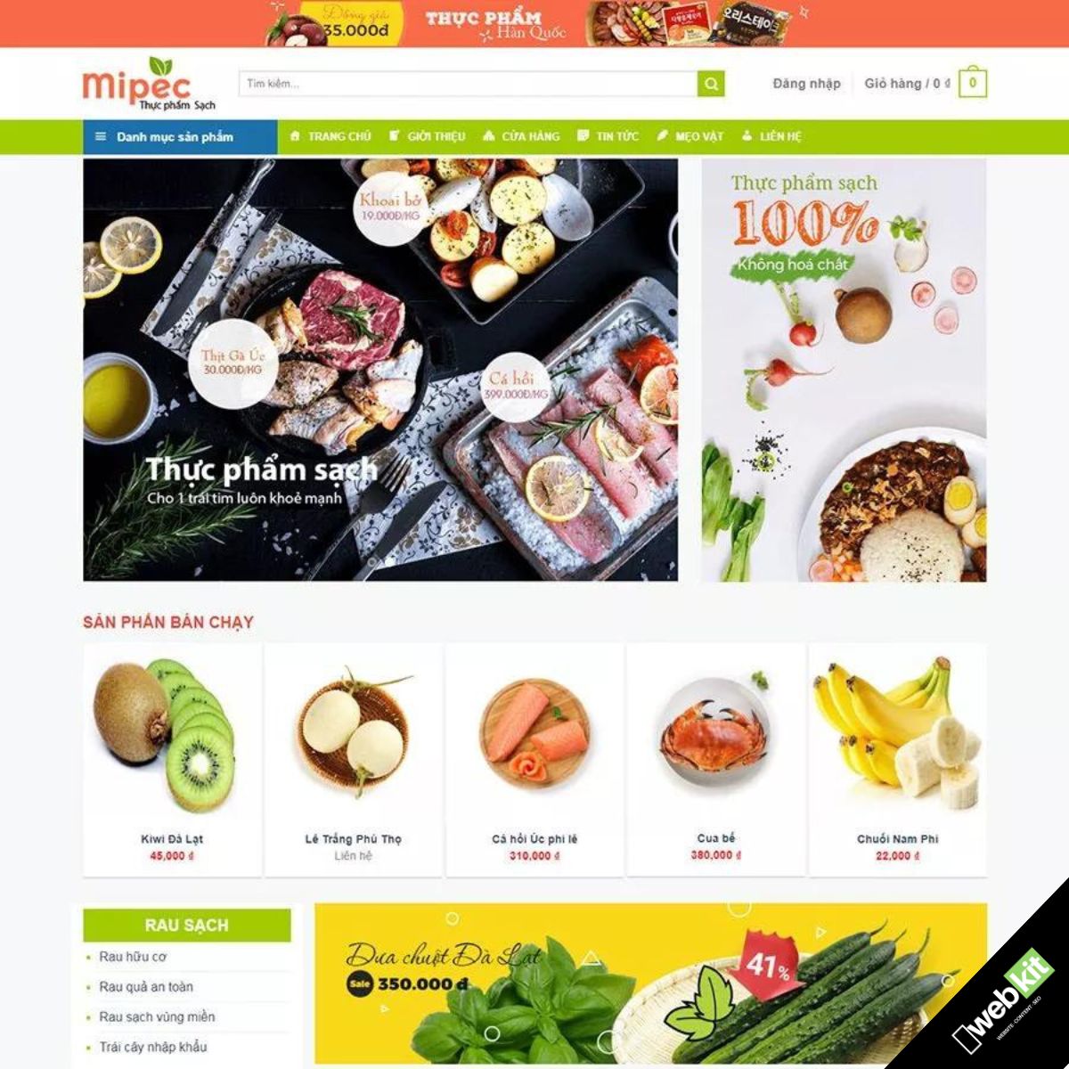 Thiết kế website bán thực phẩm sạch - WebKit 5540