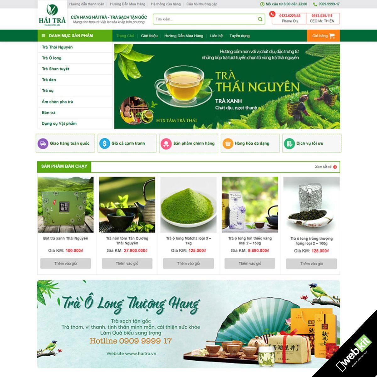 Thiết kế website bán trà xanh chuẩn UI/UX SEO - WebKit 11068