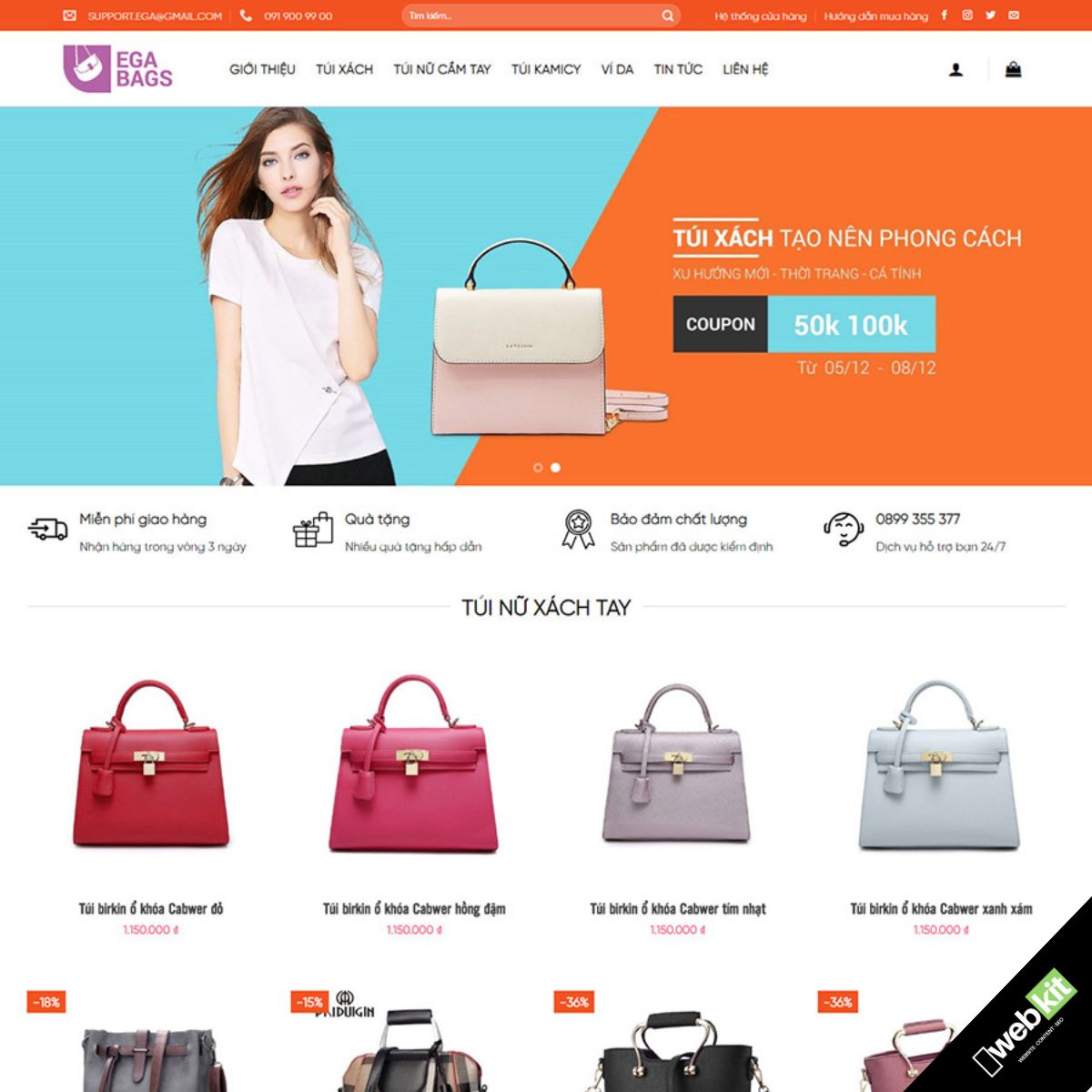 Thiết kế website bán túi xách nữ chuẩn SEO - WebKit 9999