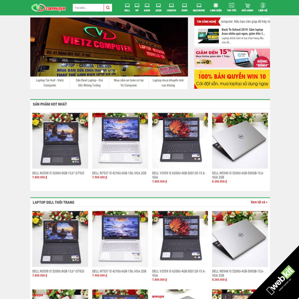 Thiết kế website bán và sửa laptop chuẩn SEO - WebKit 9062