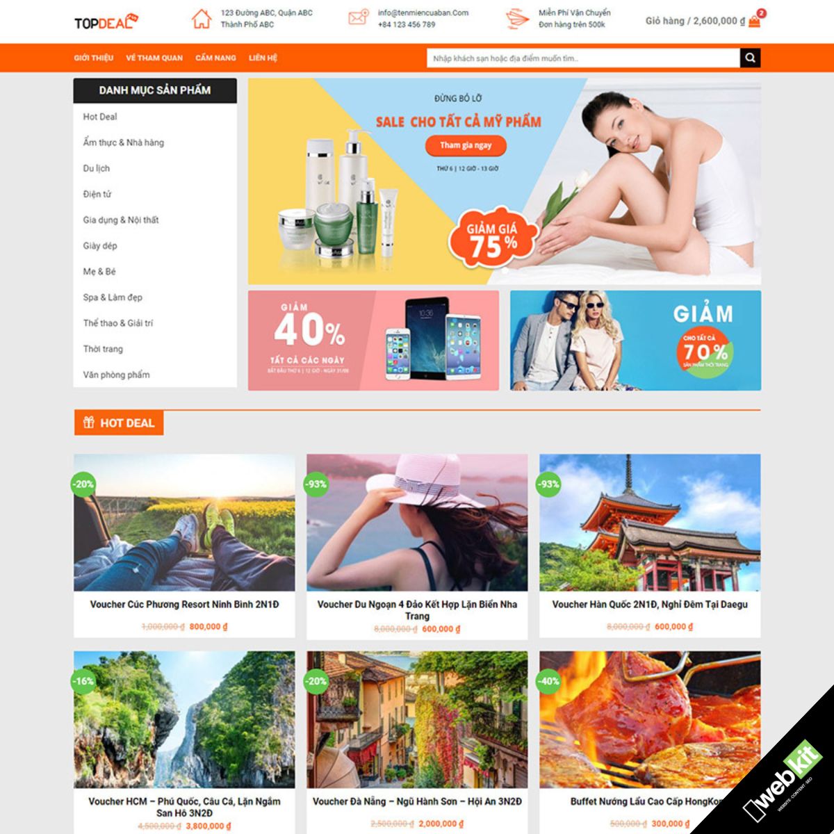 Thiết kế website bán voucher du lịch - WebKit 12863