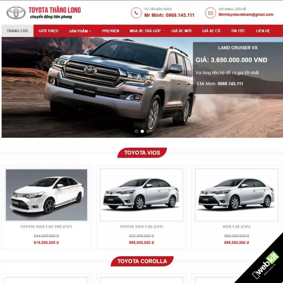 Thiết kế website bán xe chuẩn SEO, sang trọng - WebKit 5521