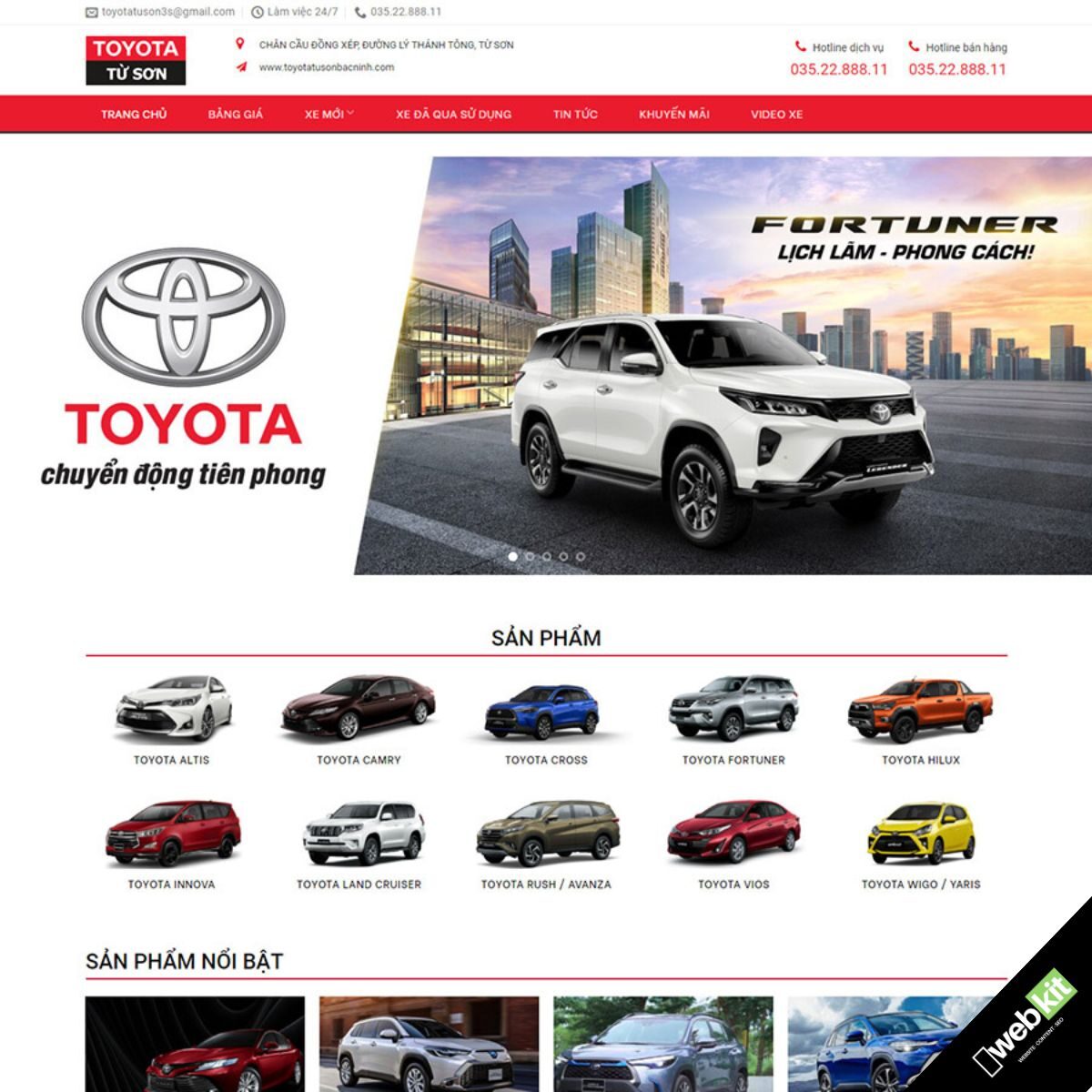 Thiết kế website bán xe ô tô chuẩn SEO, đầy đủ xe trang chủ - WebKit 14477