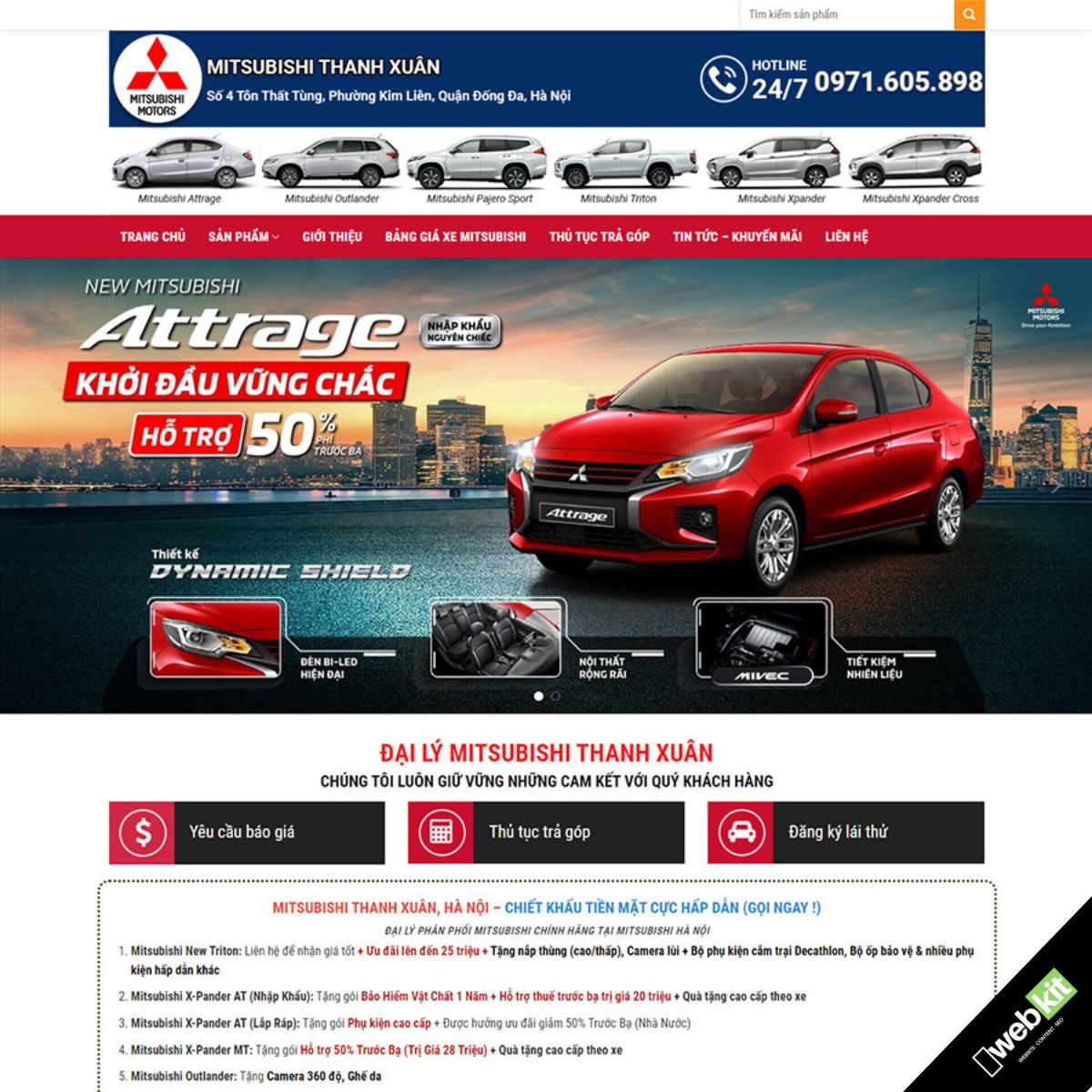 Thiết kế website bán xe ô tô chuẩn SEO, dễ nhập liệu sản phẩm - WebKit 11955