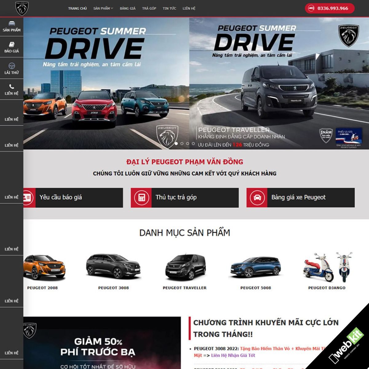 Thiết kế website bán xe ô tô đẹp chuẩn SEO - WebKit 16030