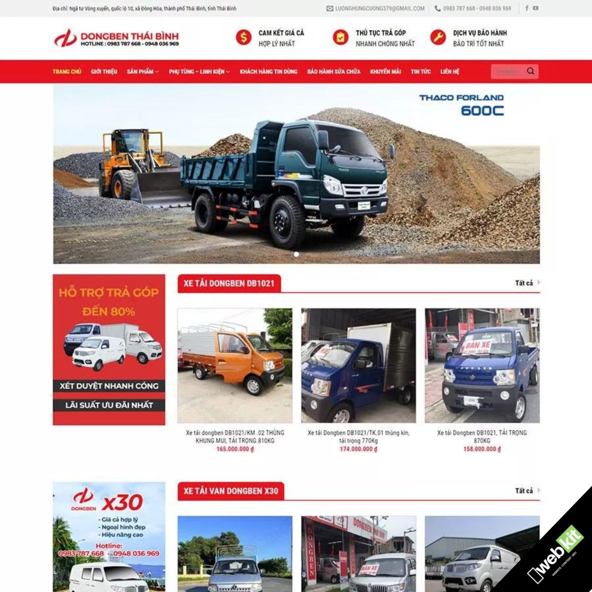 Thiết kế website bán xe tải, xe ben - WebKit 9072