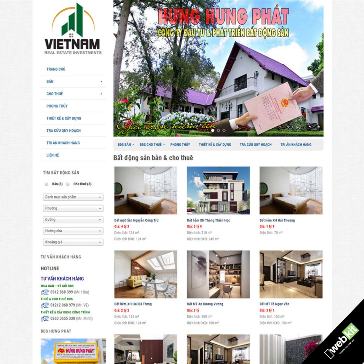Thiết kế website bất động sản có bộ lọc tìm đúng sản phẩm - WebKit 7806