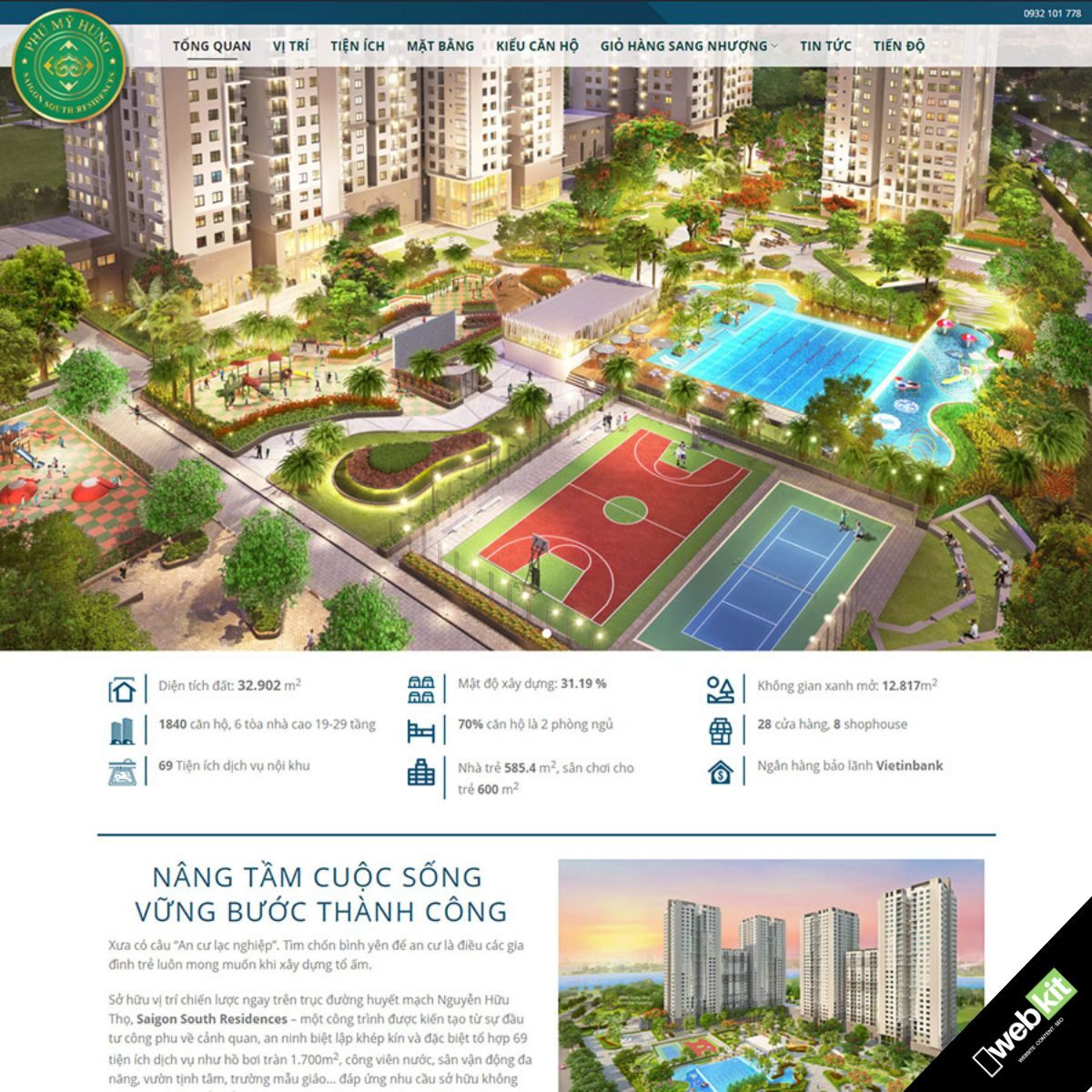 Thiết kế website bất động sản đẹp 1 dự án chuẩn thông tin - WebKit 7810