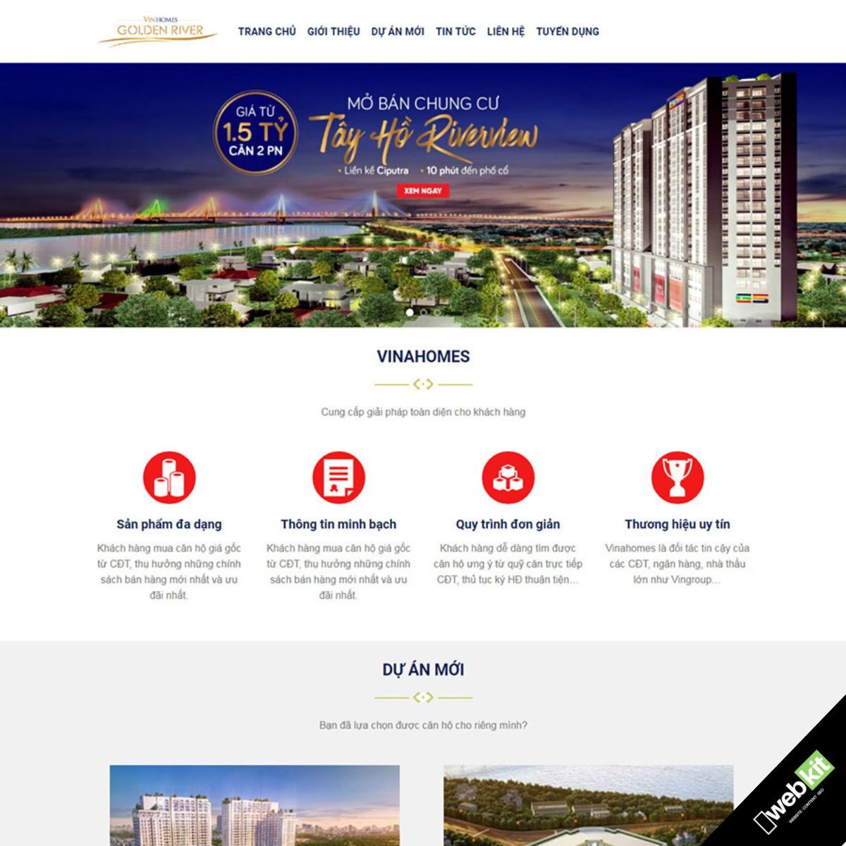 Thiết kế website bất động sản dự án đơn giản, dễ nhập liệu - WebKit 6142