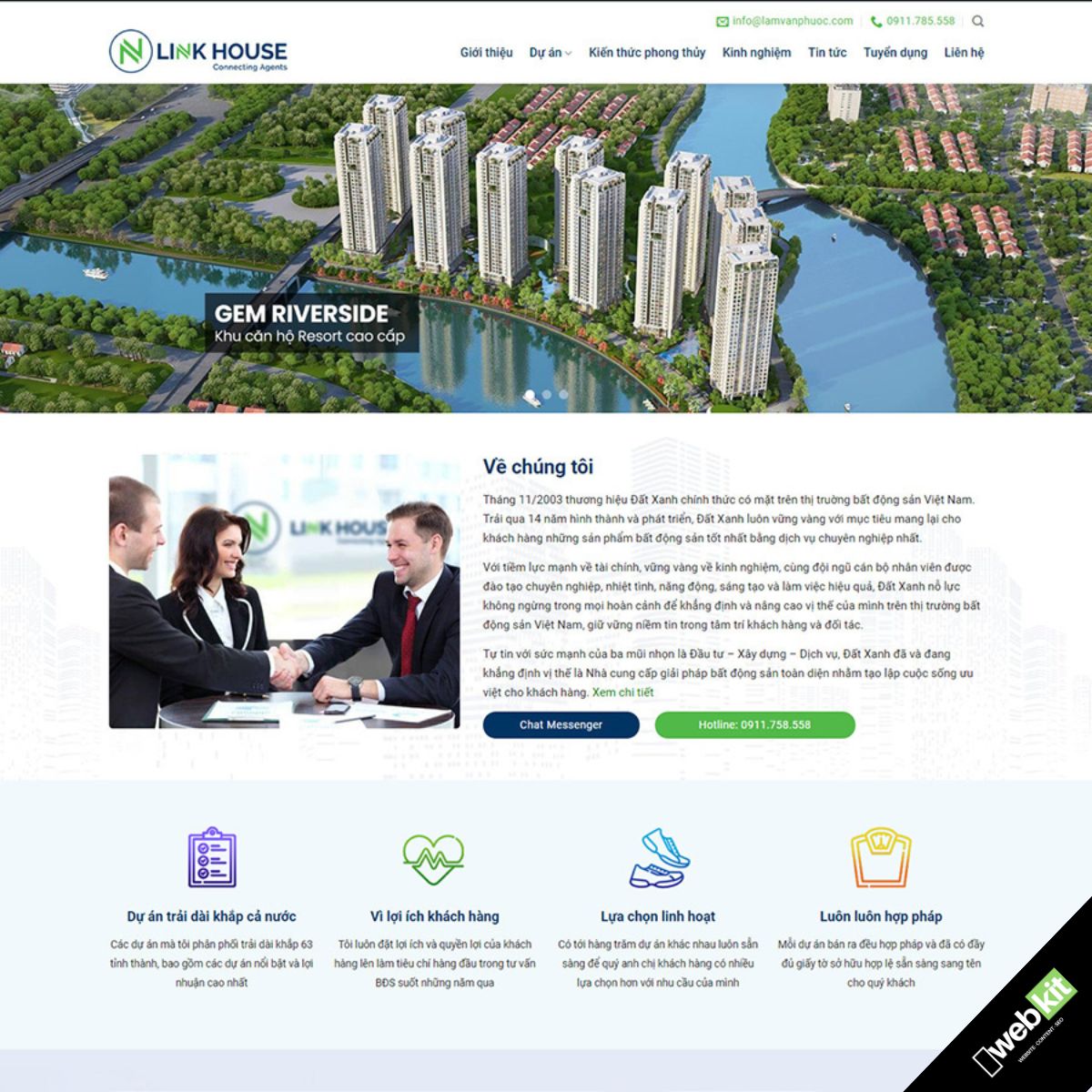 Thiết kế website bất động sản giới thiệu dự án đẹp, chuẩn SEO - WebKit 7022