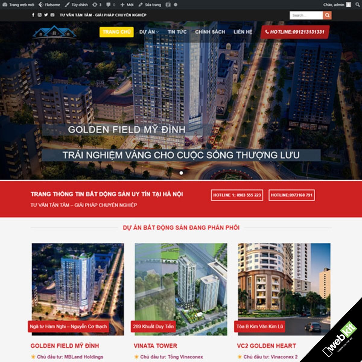 Thiết kế website bất động sản nhiều dự án dễ nhập liệu thông tin - WebKit 5504
