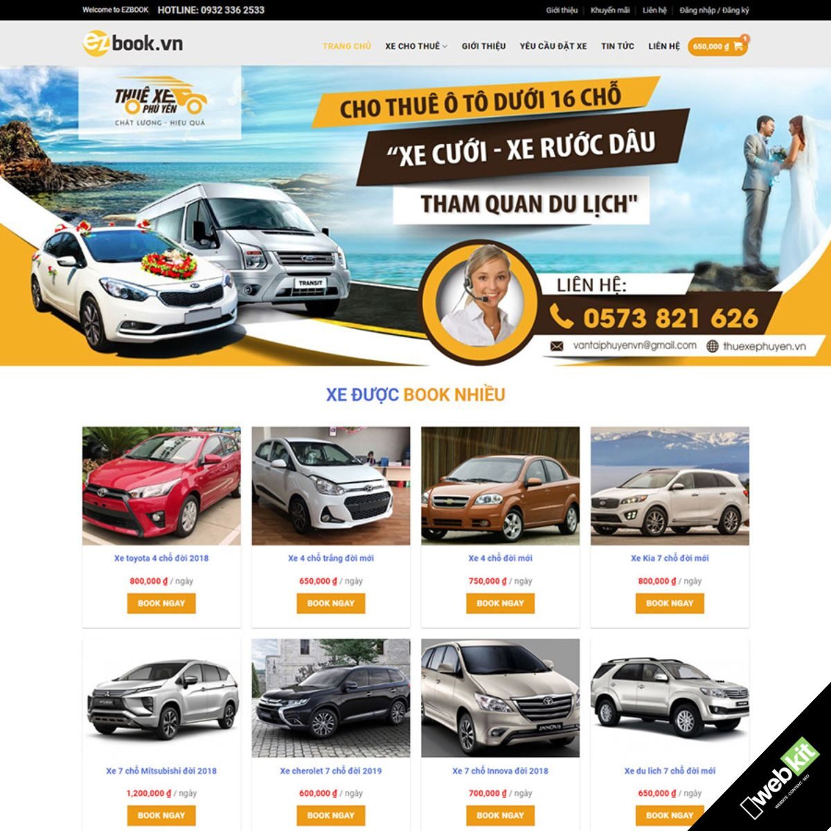 Thiết kế website cho thuê xe, chuẩn SEO, đẹp và khách có thể booking nhanh- WebKit 8498