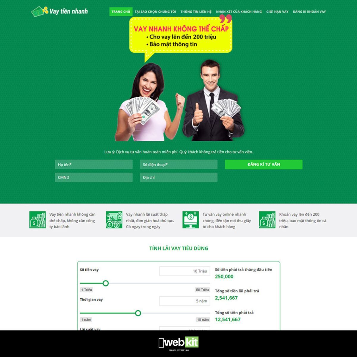 Thiết kế website cho vay tiền nhanh - WebKit 15392