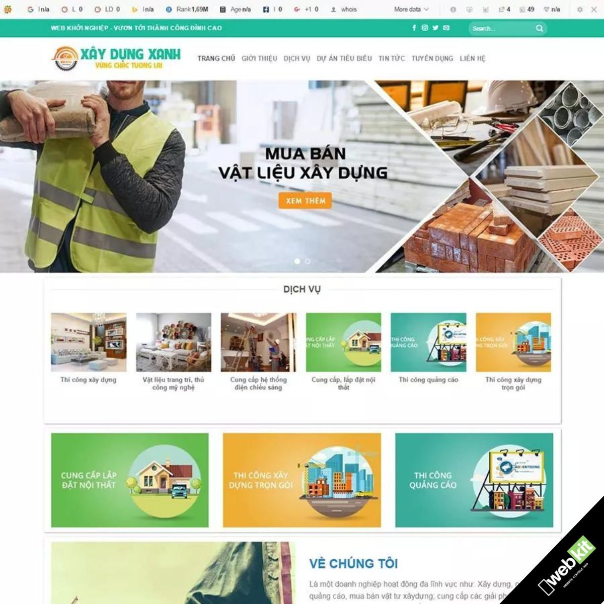 Thiết kế website công ty nhà thầu xây dựng chuẩn SEO - WebKit 5492