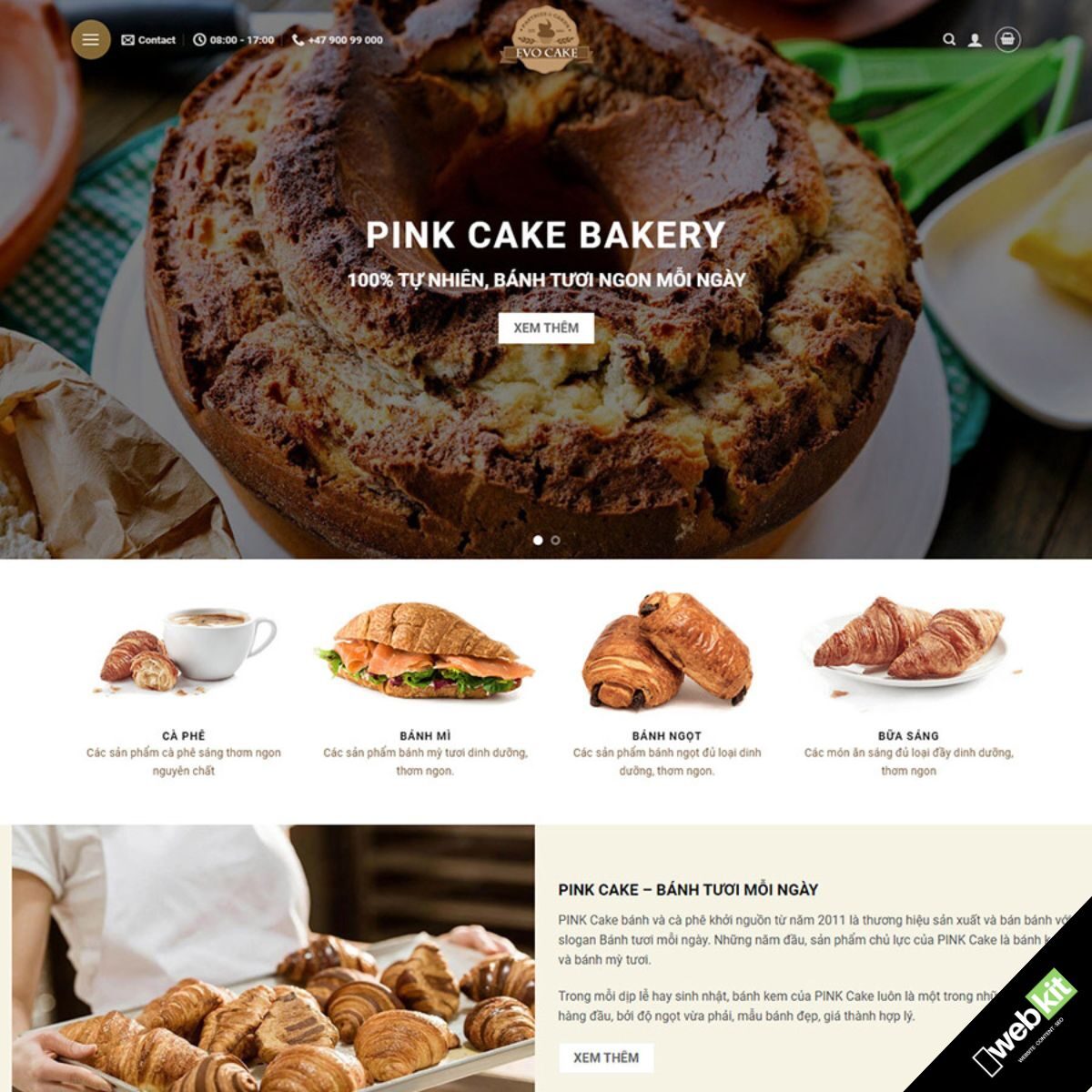 Thiết kế website cửa hàng bán bánh mì, bánh ngọt sinh nhật- WebKit 10009