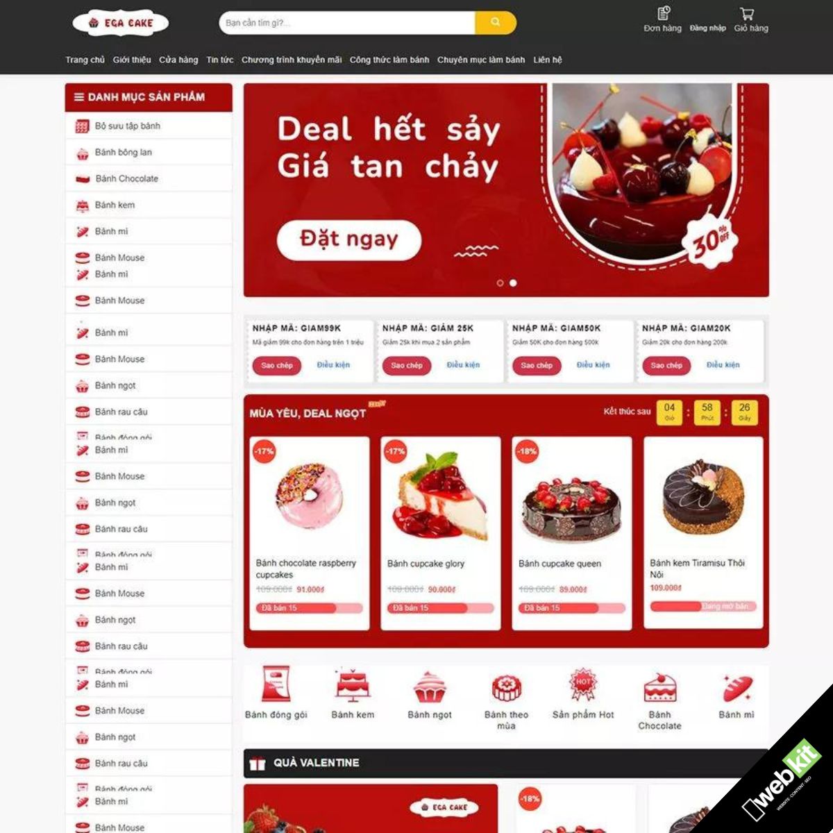 Thiết kế website cửa hàng bán bánh ngọt chuẩn SEO - WebKit 17583