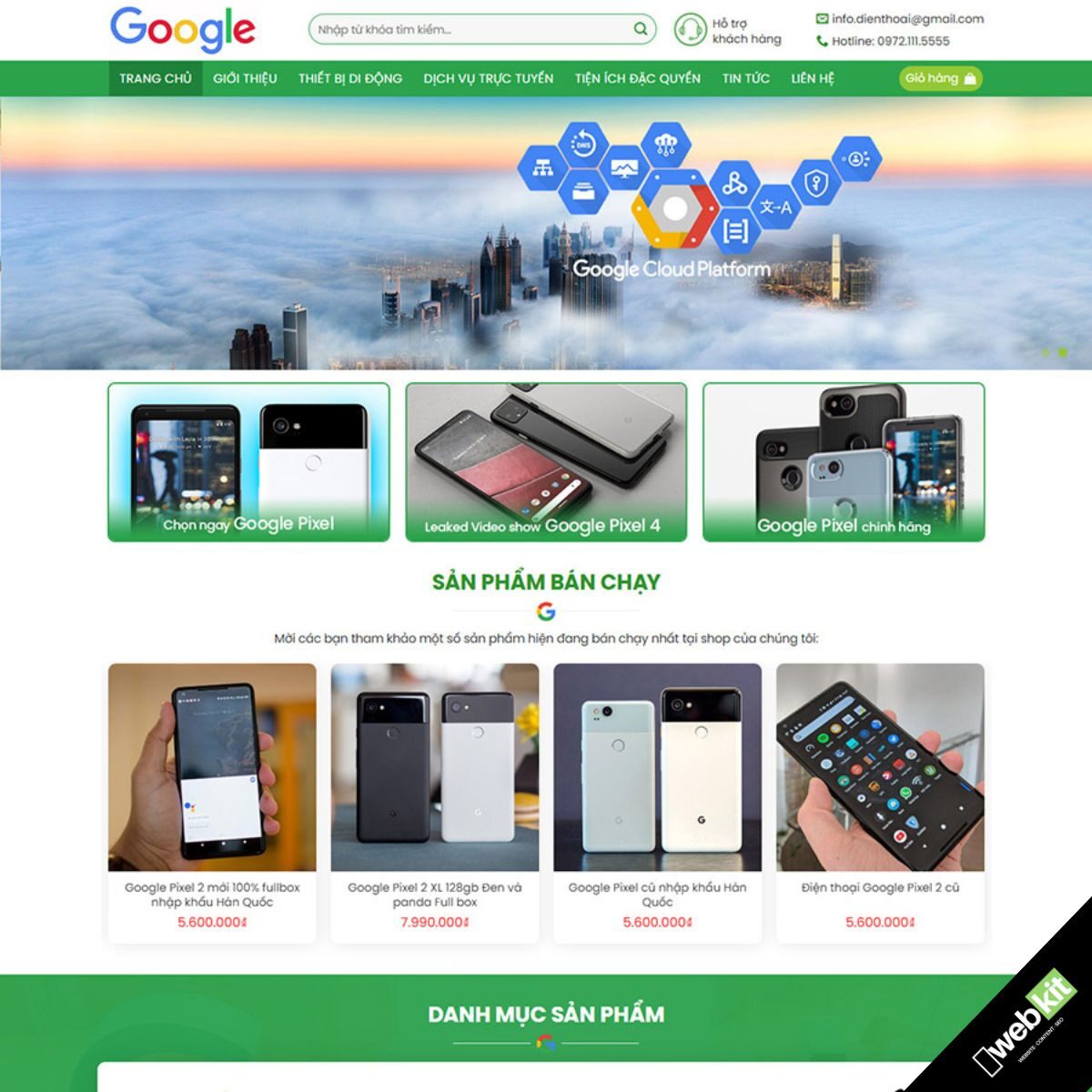 Thiết kế website cửa hàng bán điện thoại di động tối ưu SEO chuẩn - WebKit 7930