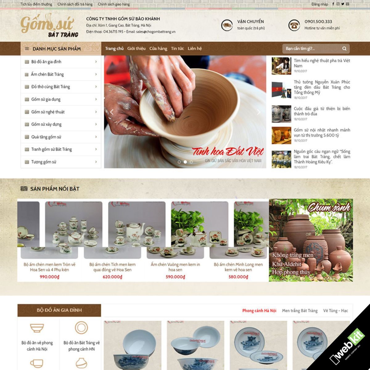 Thiết kế website cửa hàng bán đồ gốm sứ - WebKit 5554