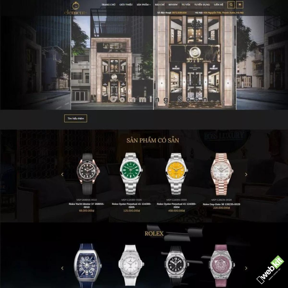 Thiết kế website cửa hàng bán đồng hồ sang trọng - WebKit 17223