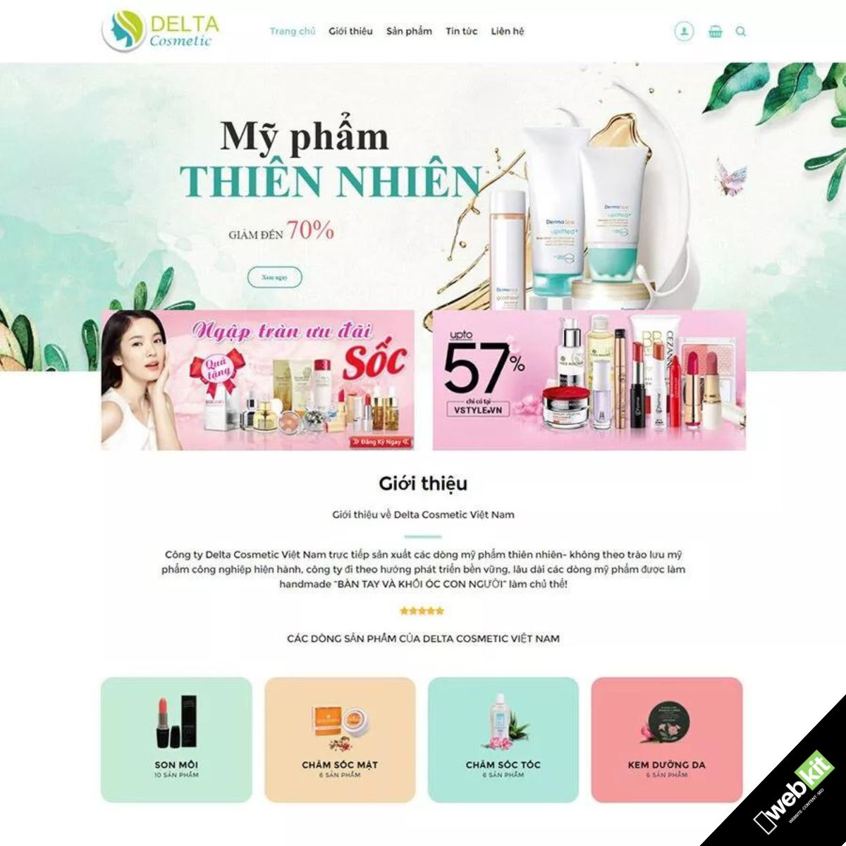 Thiết kế website cửa hàng bán mỹ phẩm, chăm sóc da, chăm sóc tóc, son môi - WebKit 10124