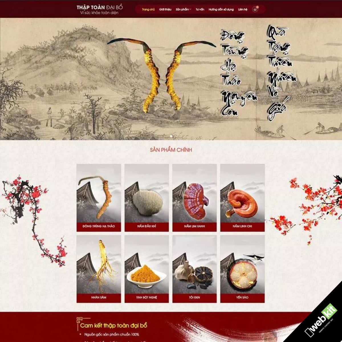 Thiết kế website cửa hàng bán nấm linh chi, nhân sâm, tổ yến - WebKit 5549