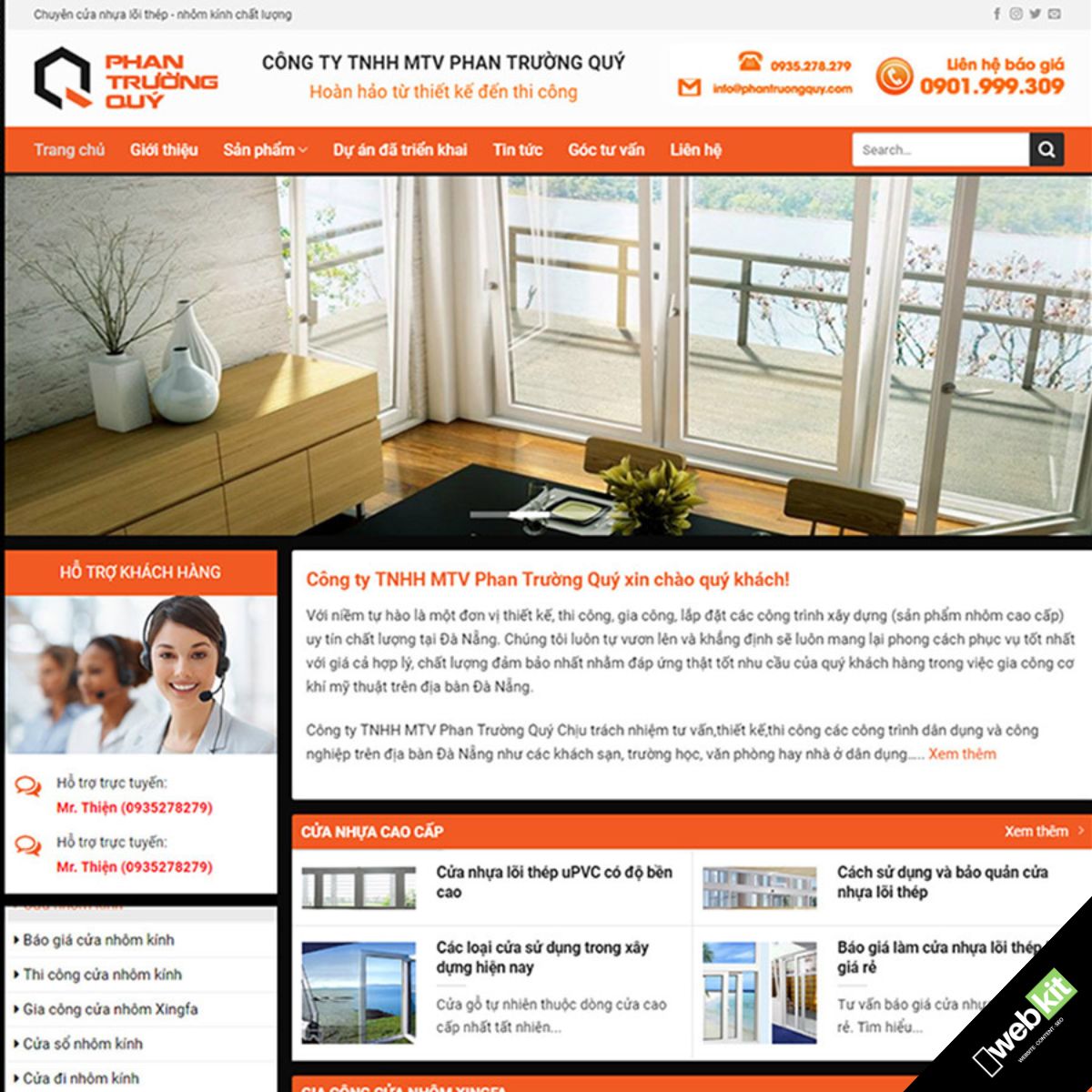 Thiết kế website cửa hàng bán nhôm kính - WebKit 6104