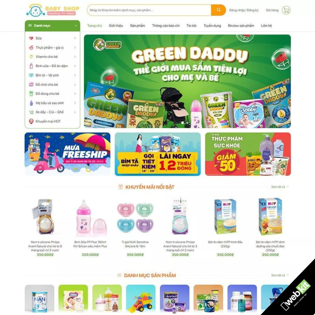 Thiết kế website cửa hàng bán sữa tã cho bé - WebKit 17225
