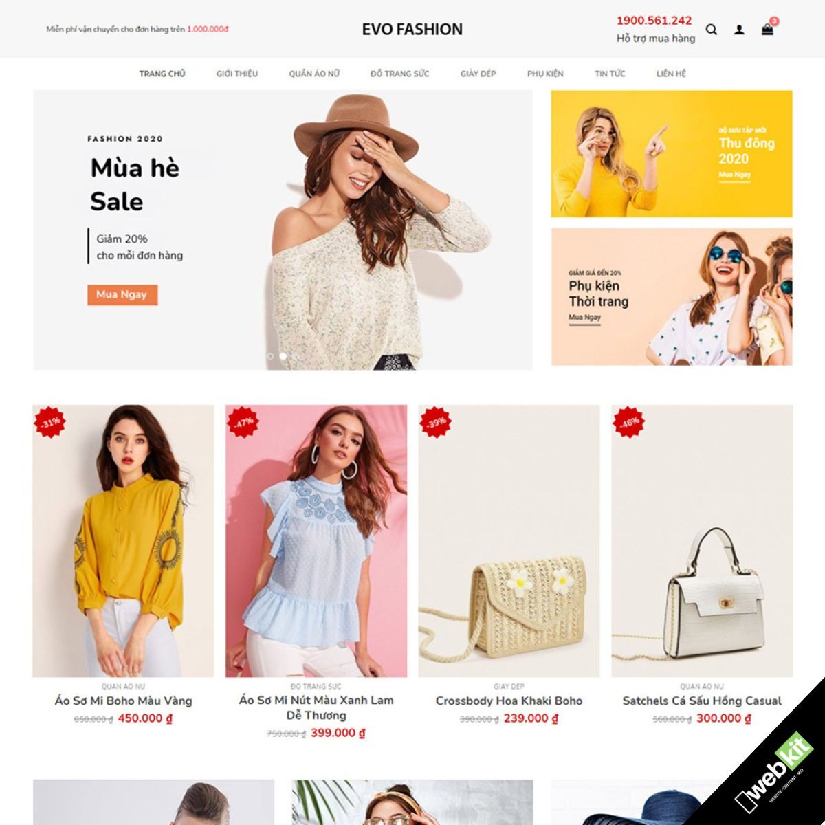 Thiết kế website cửa hàng bán thời trang áo quần, túi xách - WebKit 14399