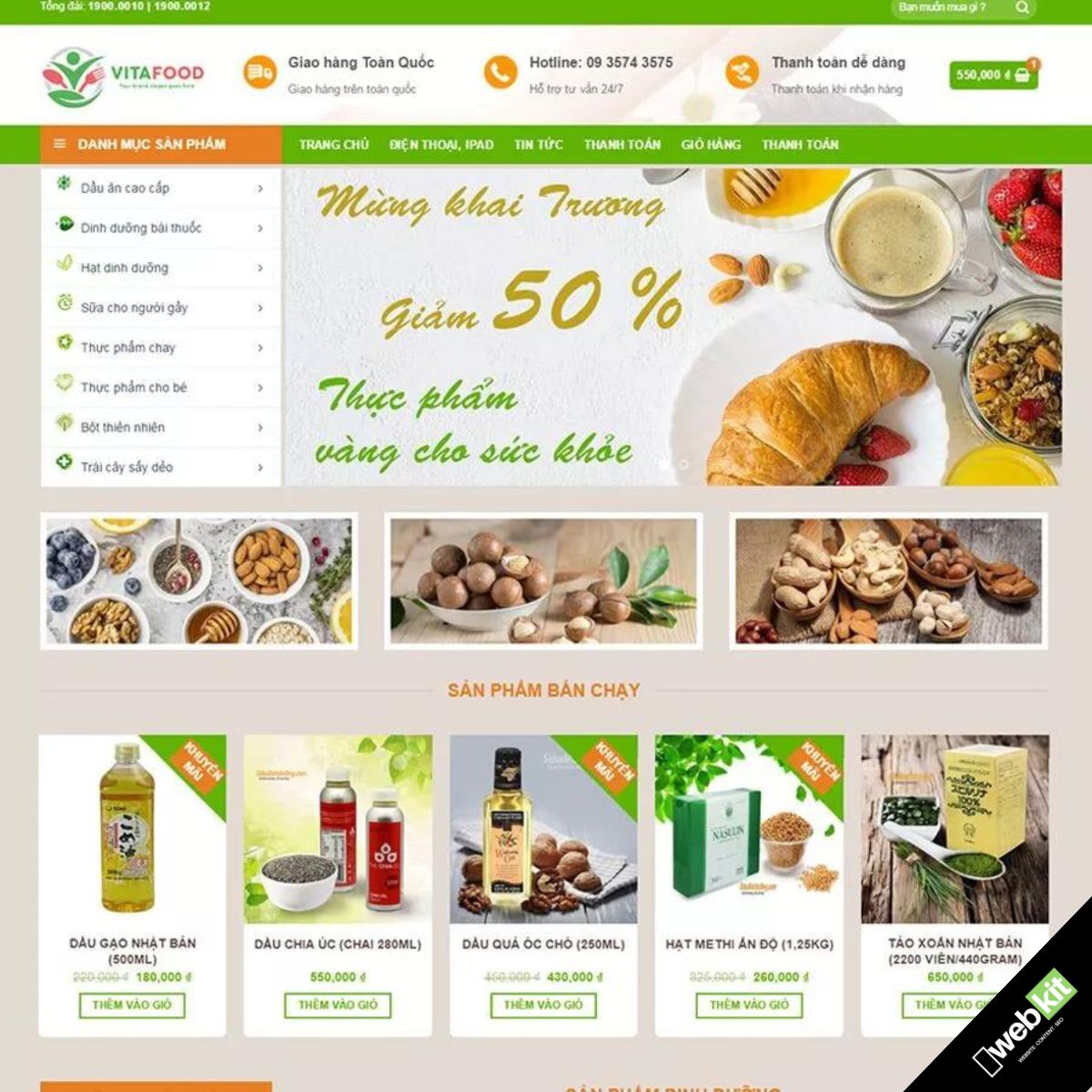 Thiết kế website cửa hàng bán thực phẩm - WebKit 5496