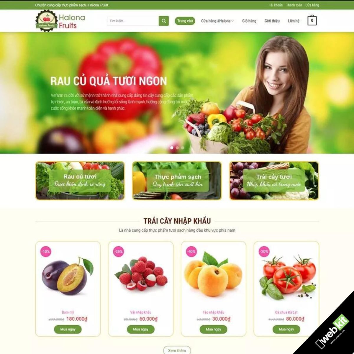 Thiết kế website cửa hàng bán trái cây, rau sạch - WebKit 9143