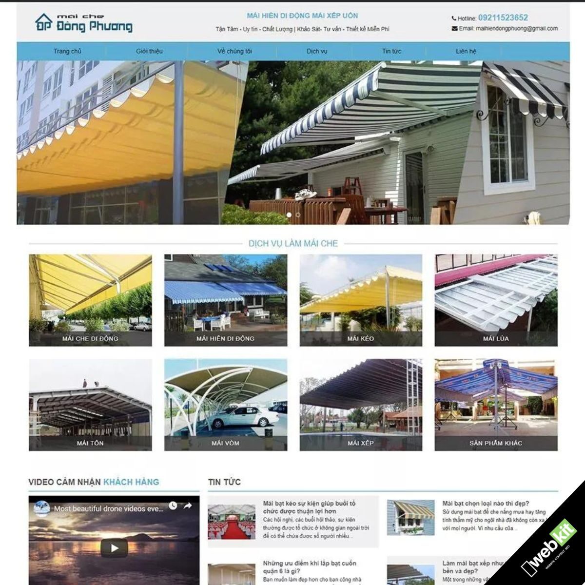 Thiết kế website dịch vụ bán mái hiên nhà - WebKit 6305
