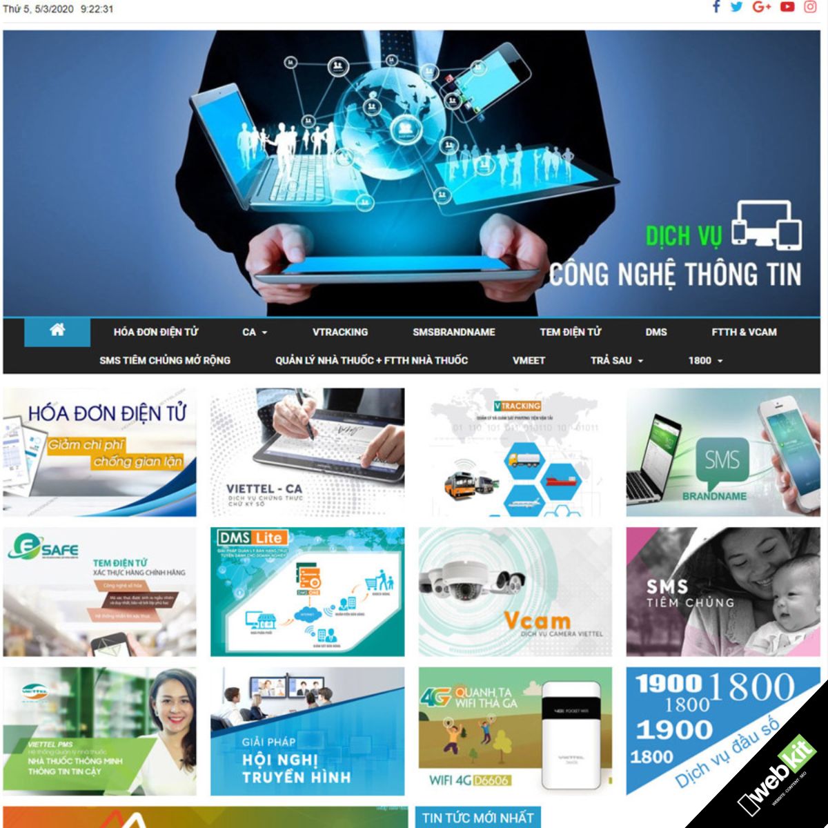 Thiết kế website dịch vụ cáp quang, wifi, internet 3G, 4G - WebKit 8473