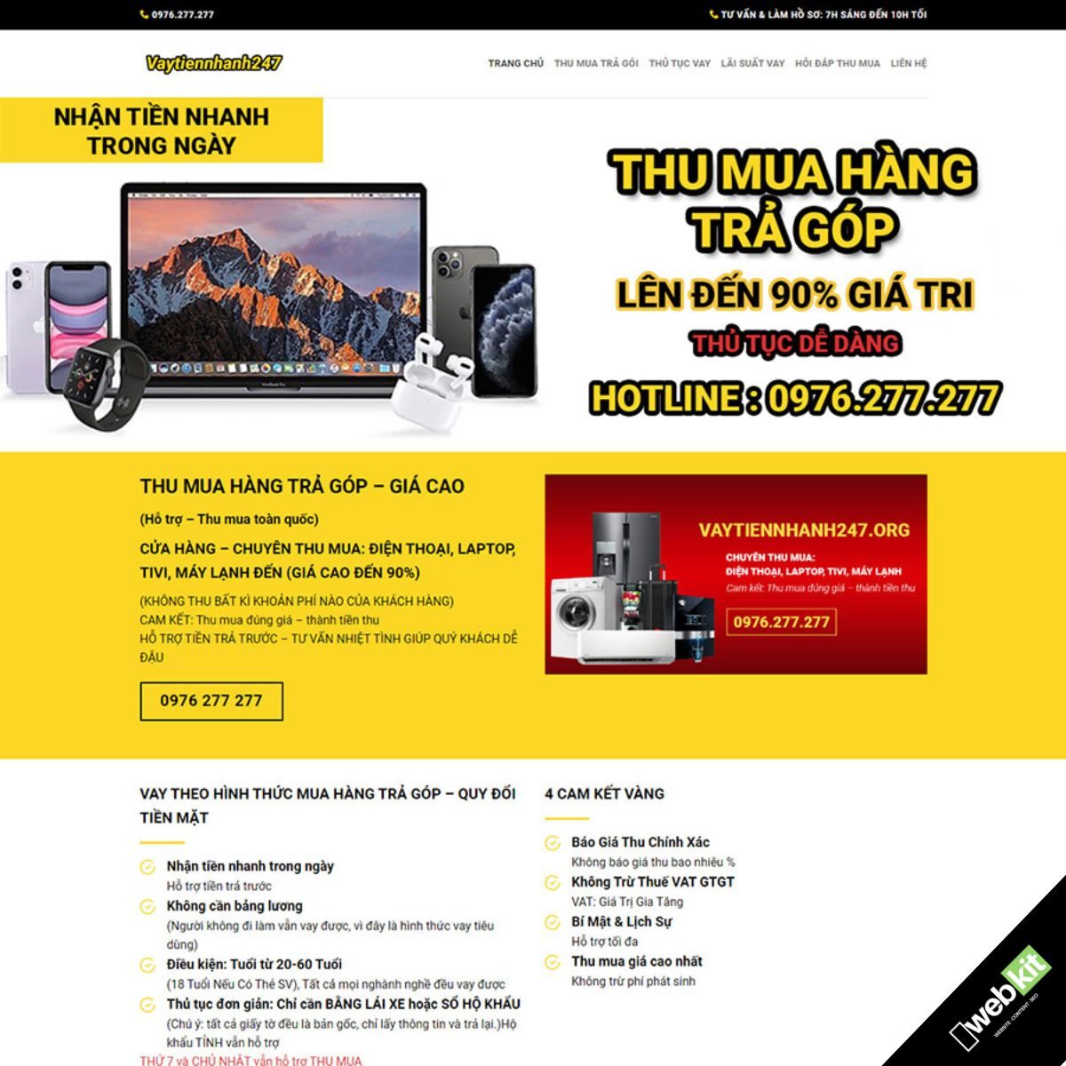 Thiết kế website dịch vụ cho vay tiền, đáo hạn, trả góp - WebKit 9070