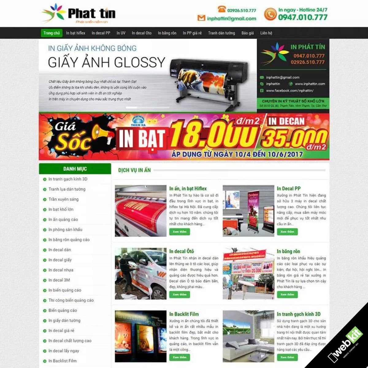 Thiết kế website dịch vụ in ấn biển quảng cáo - WebKit 5552