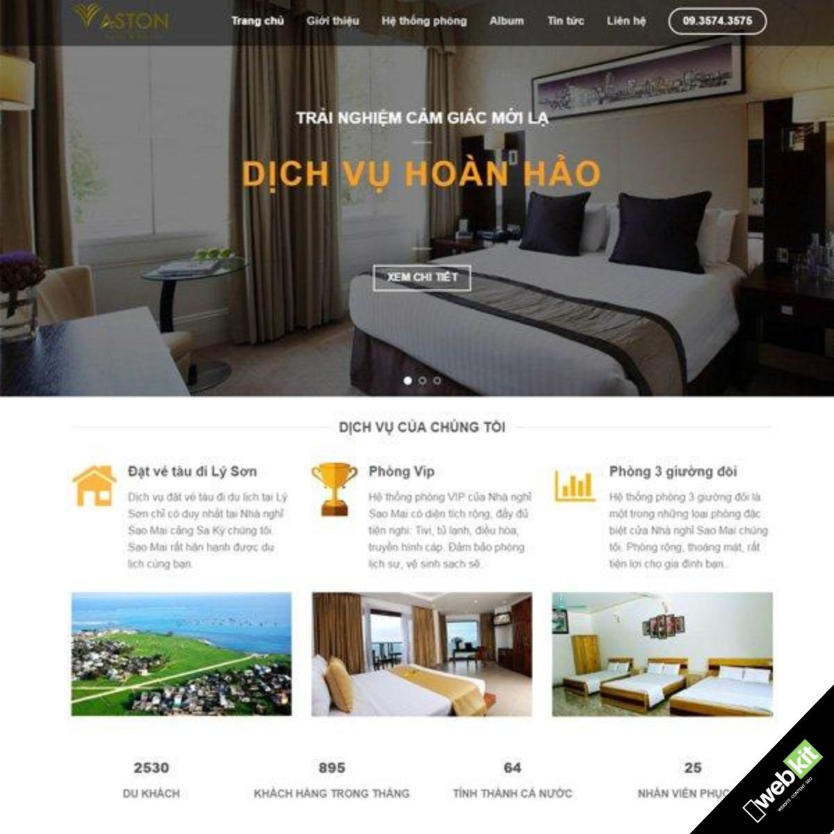 Thiết kế website dịch vụ khách sạn, lưu trú du lịch - WebKit 5489