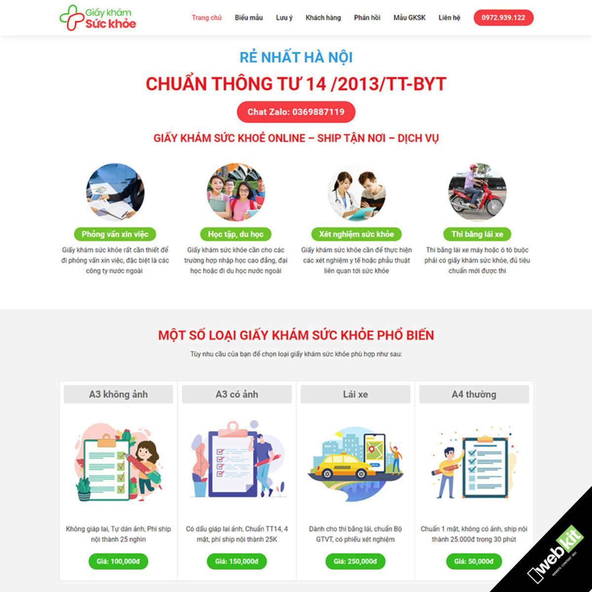 Thiết kế website dịch vụ khám sức khỏe - WebKit 9080