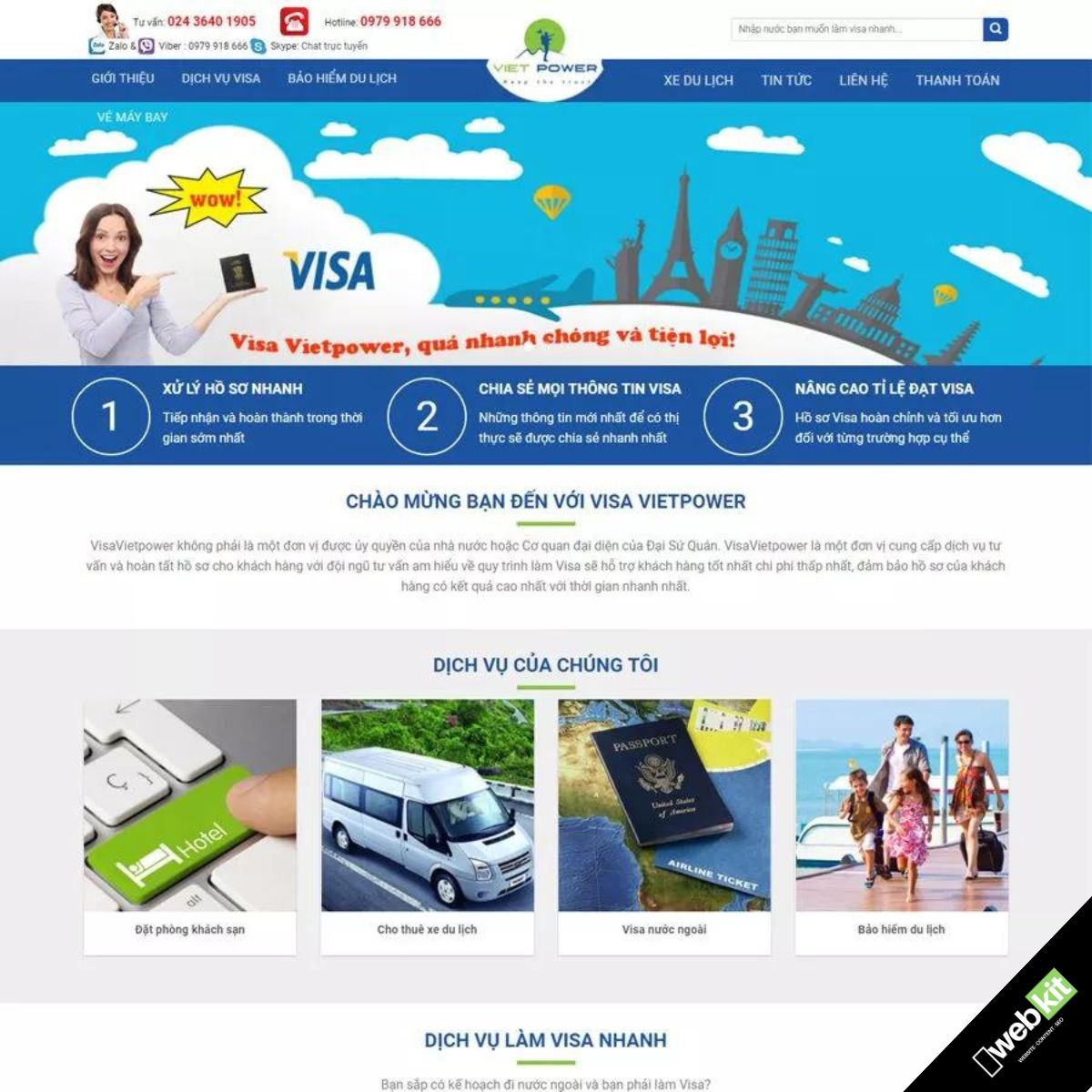 Thiết kế website dịch vụ làm VISA, Passport - WebKit 5513