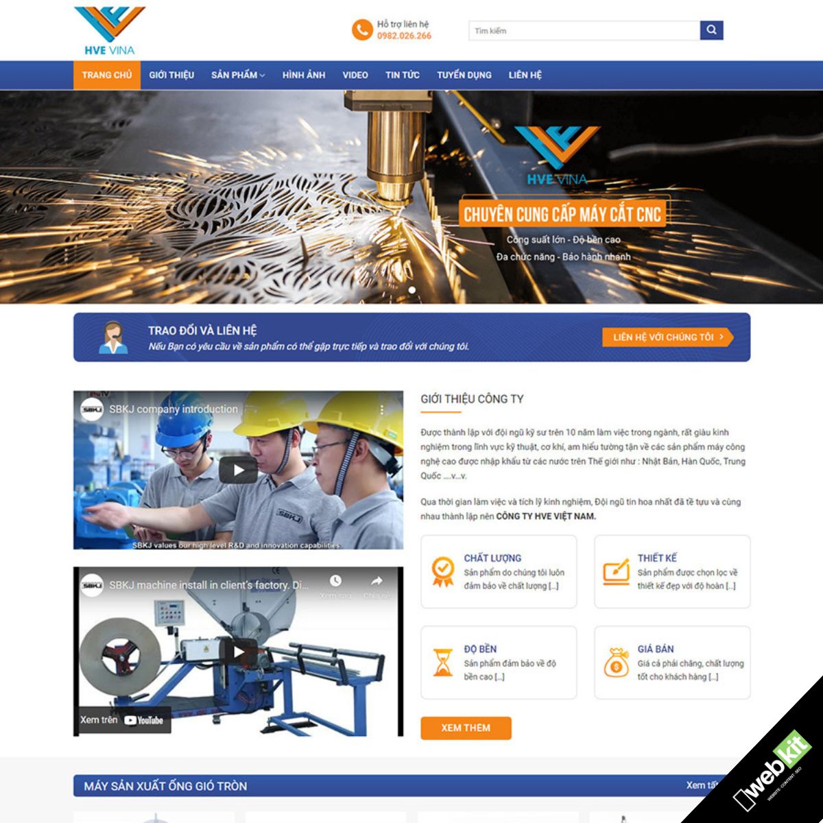 Thiết kế website dịch vụ máy cắt CNC, máy hàn - WebKit 16200
